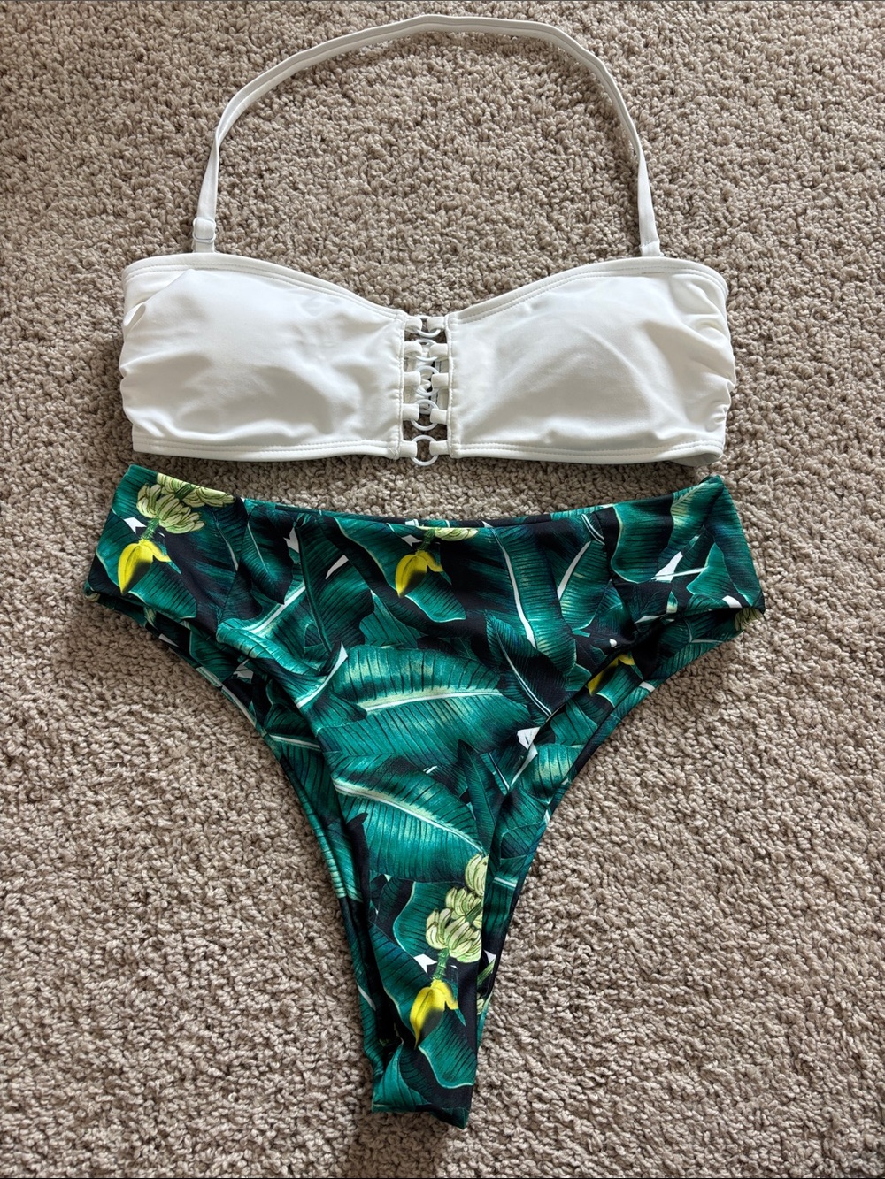 Bandeau Top with Tropical Bikini Bottom